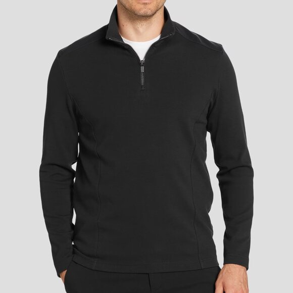 NEW Kenneth Cole Black Slim Fit Performance Quarter 1/4 Zip Pullover Sweatshirt - Picture 1 of 2